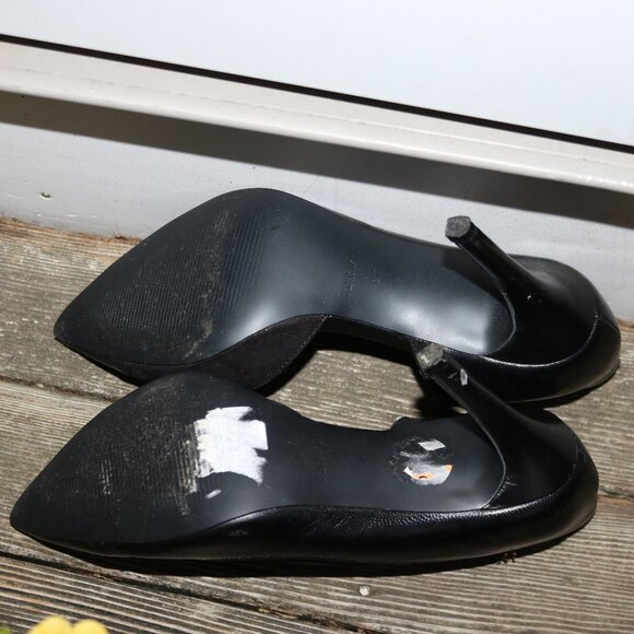 Nine West Black Leather Suede Pointy Toe Pump Heels Sz 6 - Picture 7 of 8